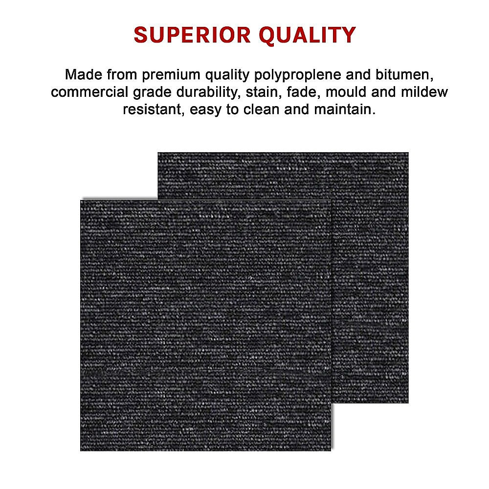 5m2 Box of Premium Carpet Tiles Commercial Domestic Office Heavy Use Flooring Charcoal 9