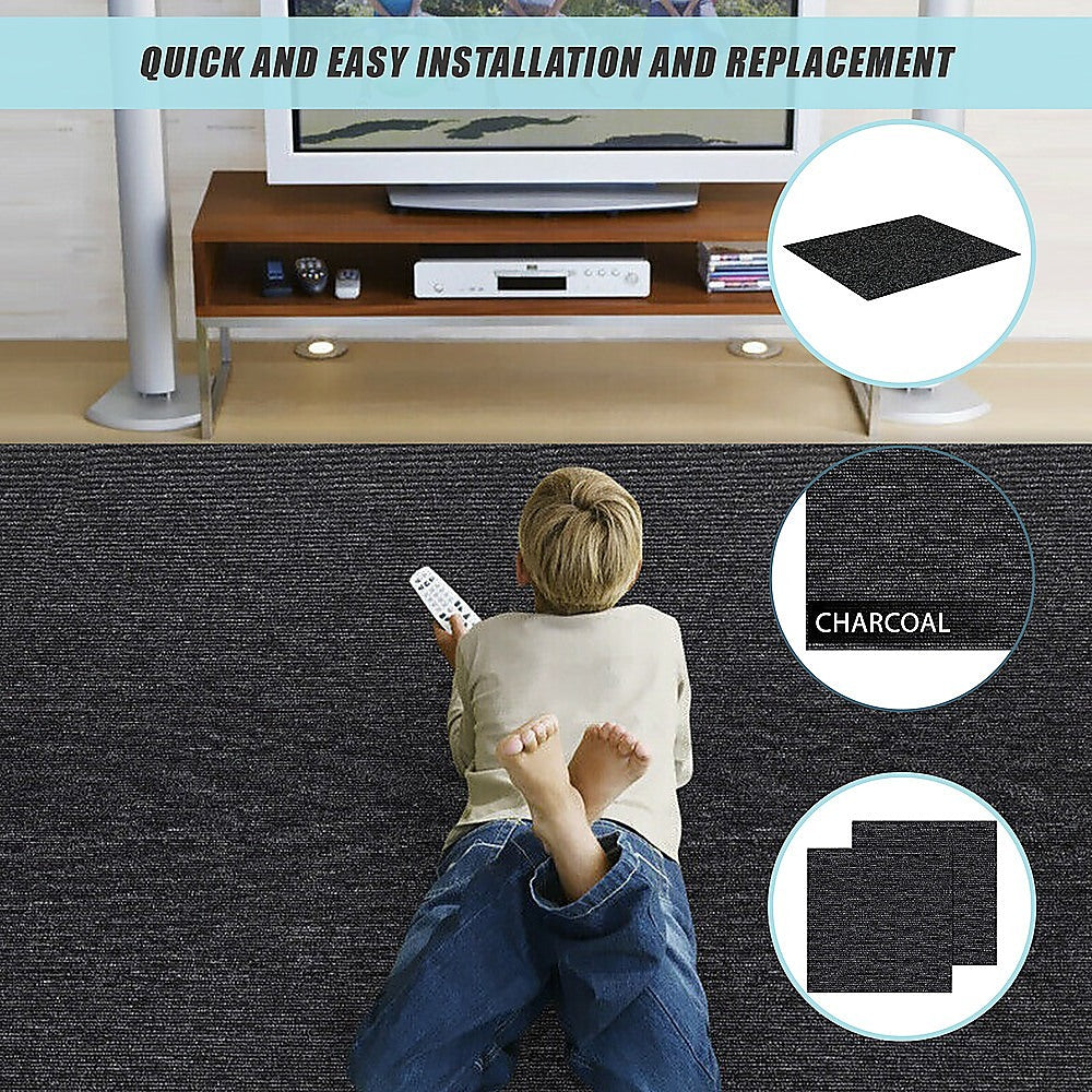 5m2 Box of Premium Carpet Tiles Commercial Domestic Office Heavy Use Flooring Charcoal 11