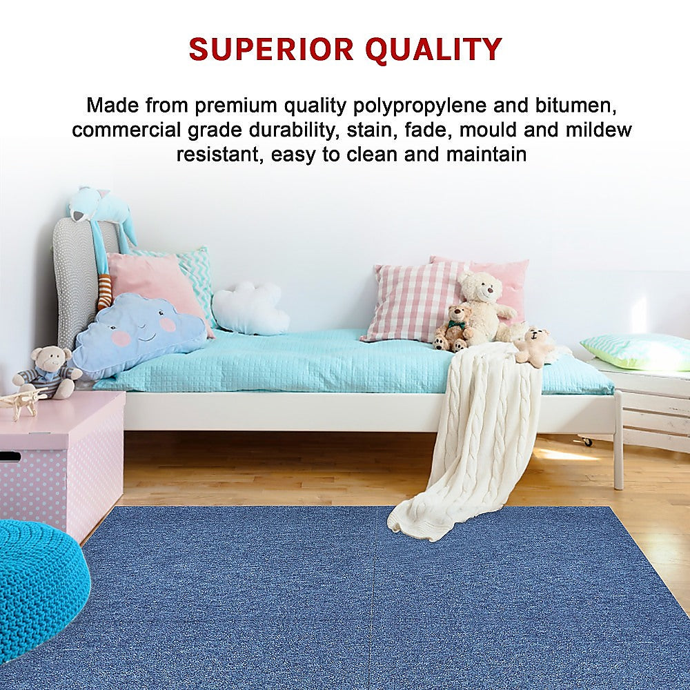 5m2 Box of Premium Carpet Tiles Commercial Domestic Office Heavy Use Flooring Blue 6