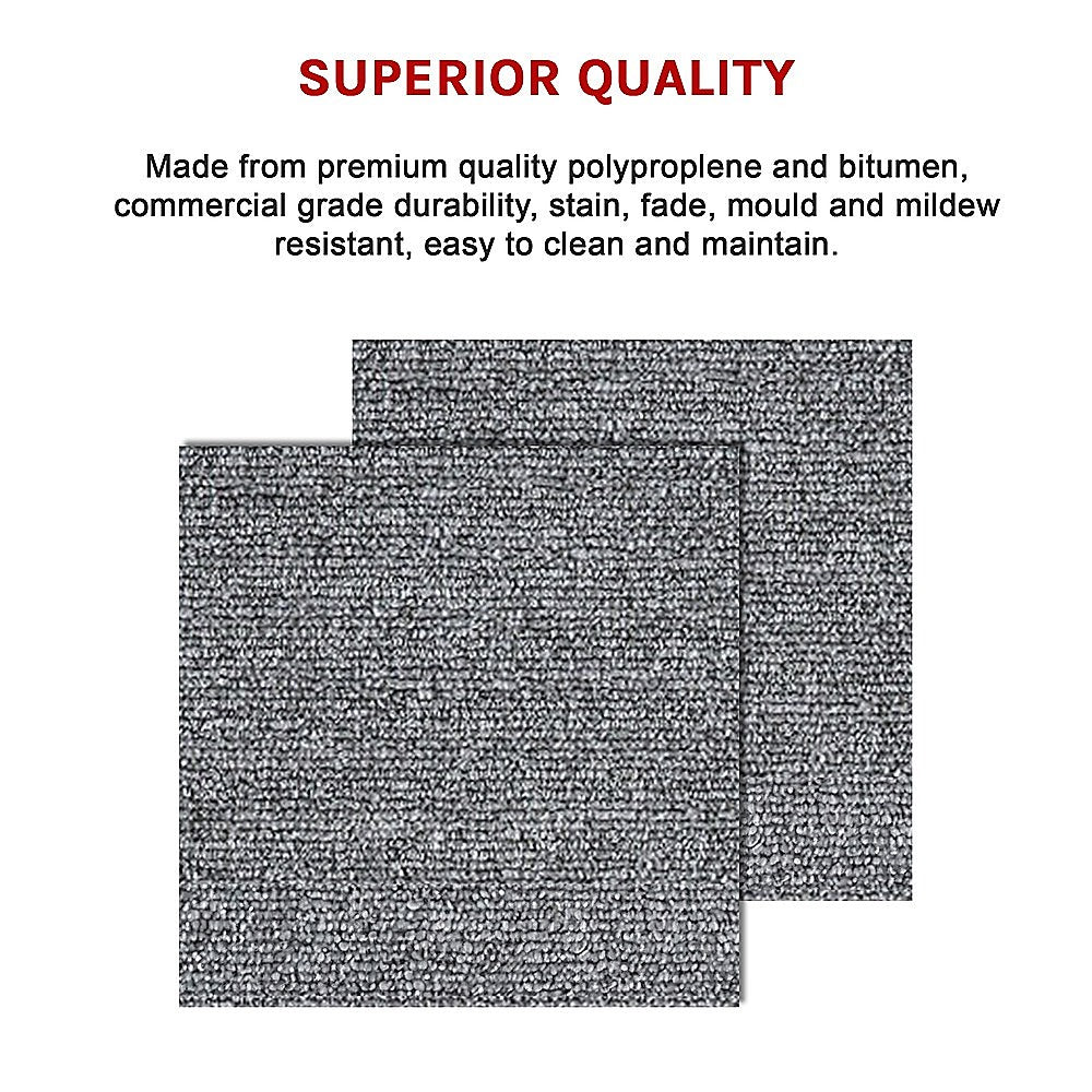 5m2 Box of Premium Carpet Tiles Commercial Domestic Office Heavy Use Flooring Grey 10