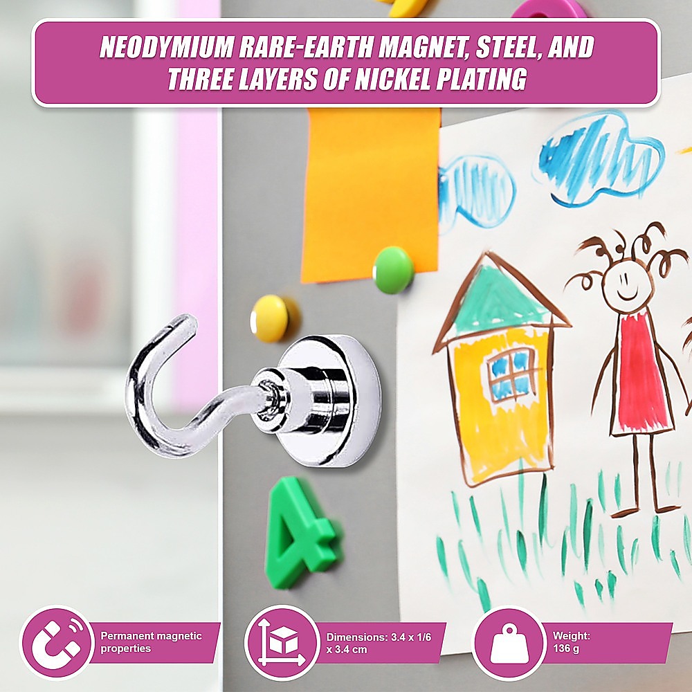 10x Strong Rare Earth N38 Neodymium Magnetic Hanger Holder 10kg Magnet Hooks 8