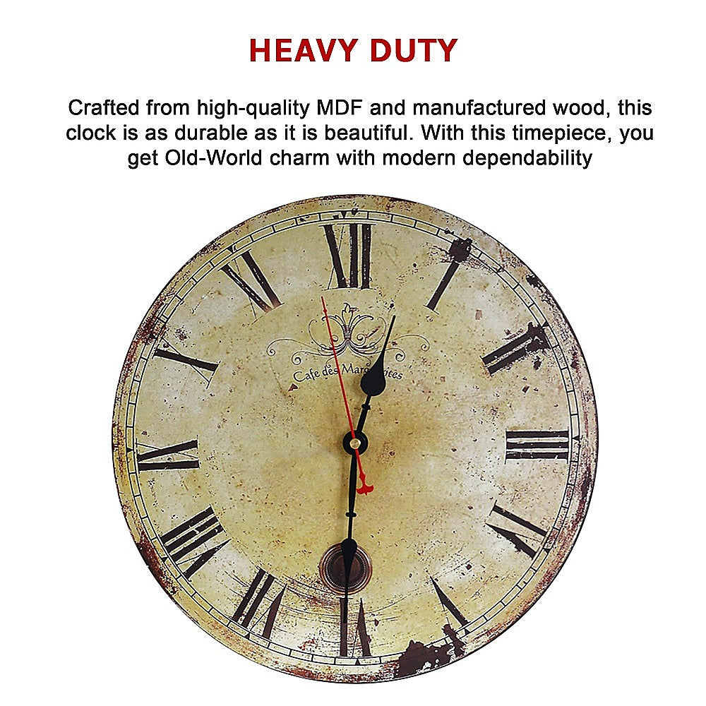 Large Vintage Wall Clock Kitchen Office Retro Timepiece 7