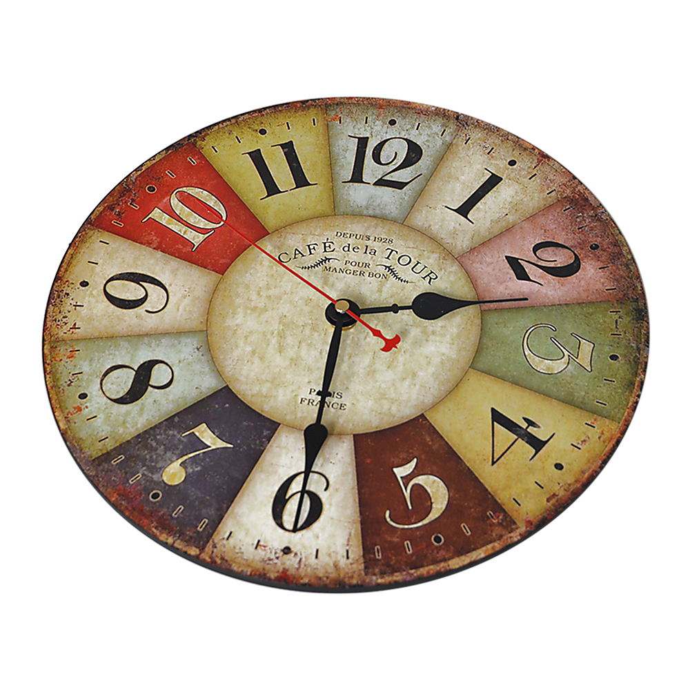 Large Colourful Wall Clock Kitchen Office Retro Timepiece 5