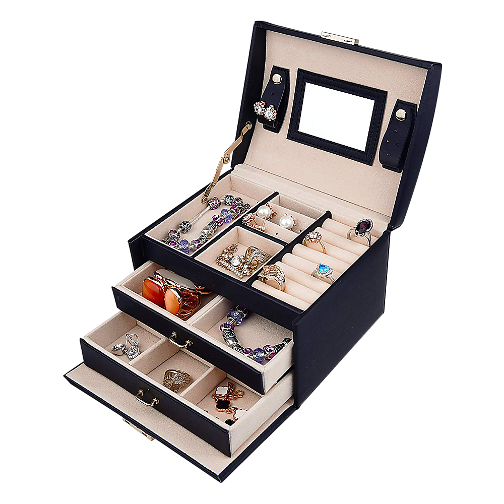 Jewellery Storage Box Girls Rings Necklaces Display Organiser Storage Case 6