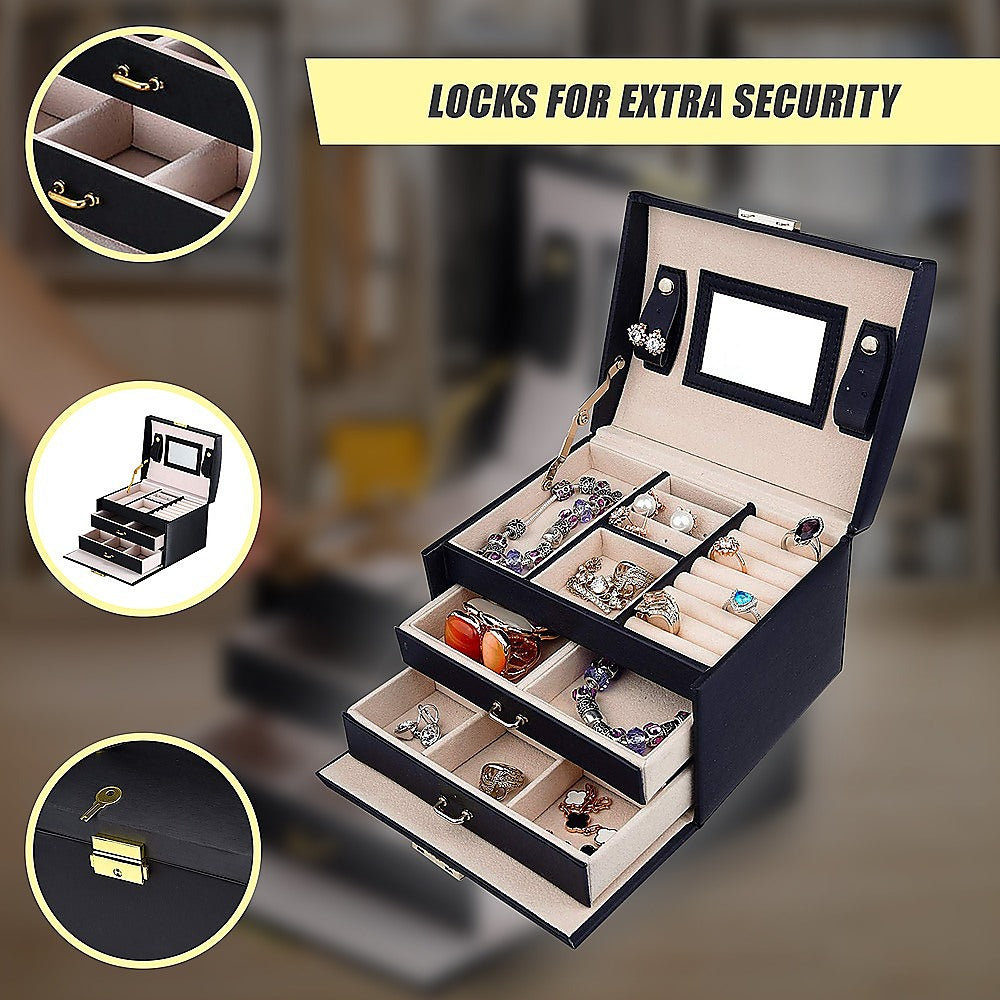 Jewellery Storage Box Girls Rings Necklaces Display Organiser Storage Case 8