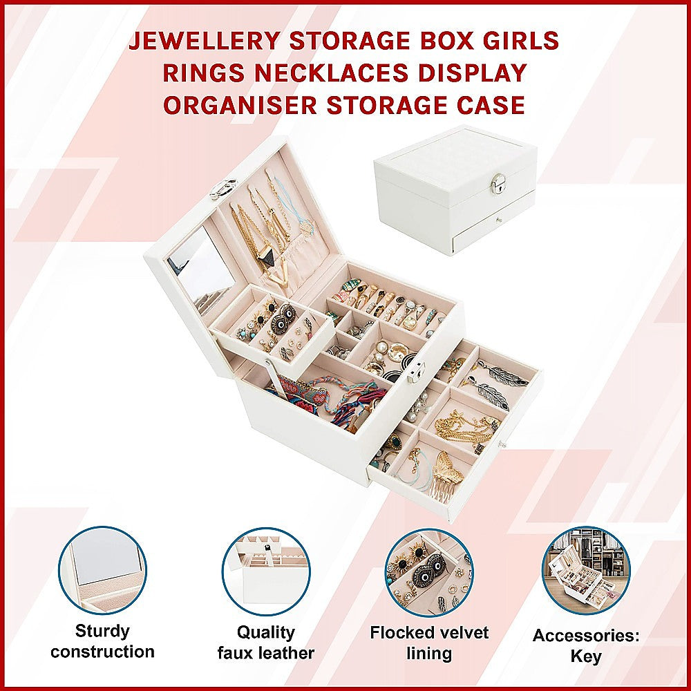 Jewellery Storage Box Girls Rings Necklaces Display Organiser Storage Case 3