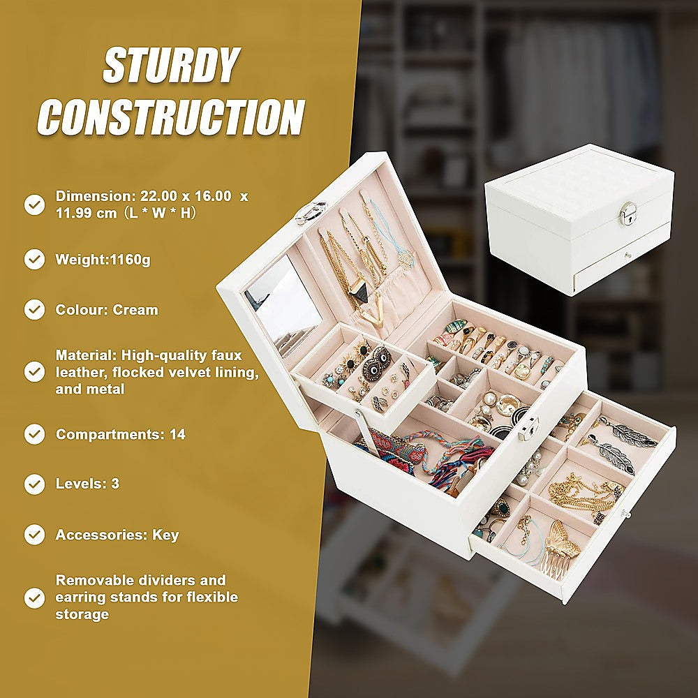 Jewellery Storage Box Girls Rings Necklaces Display Organiser Storage Case 10