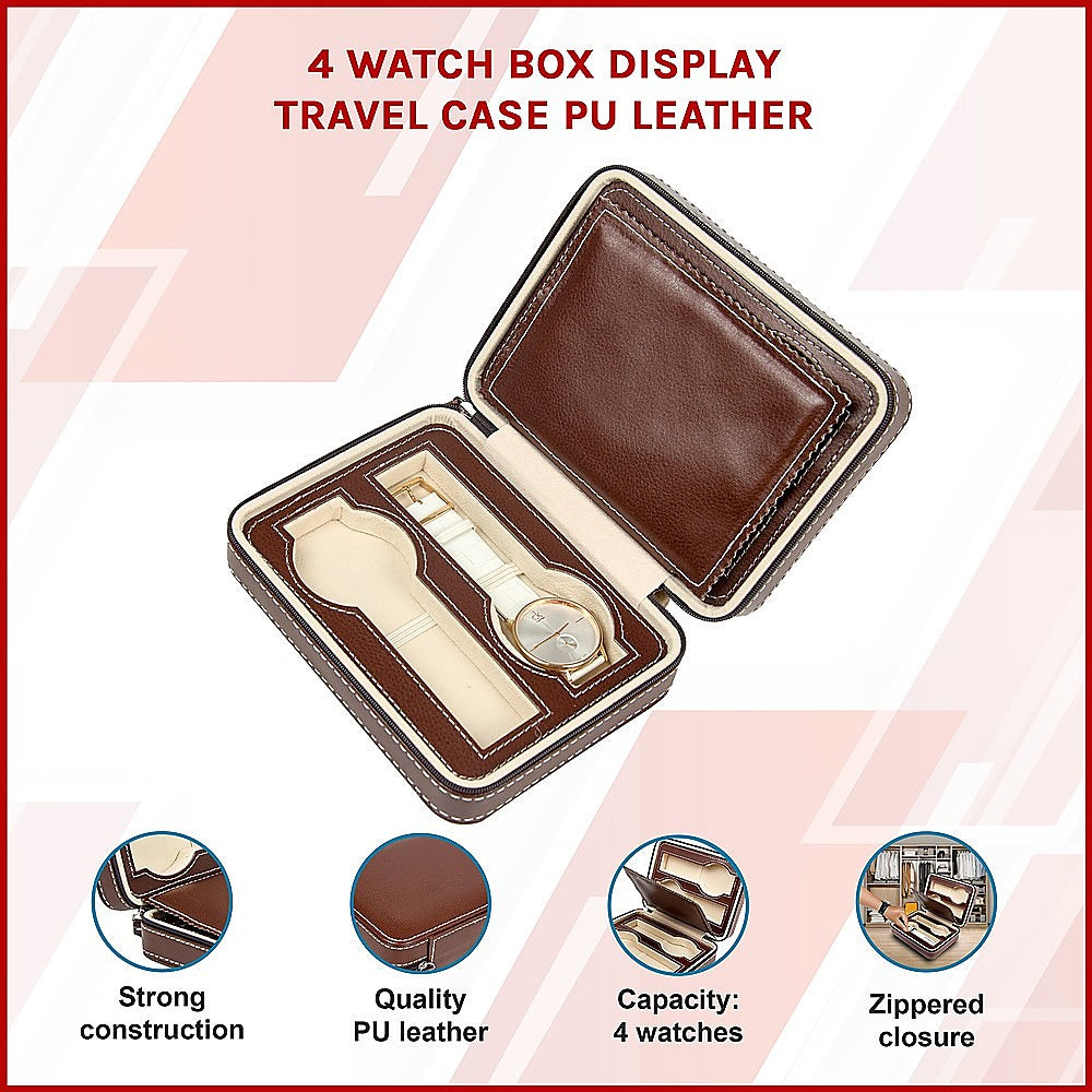 4 Watch Box Display Travel Case PU Leather 3