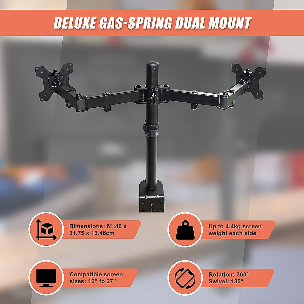 Dual LCD Monitor Desk Mount Stand Adjustable Fits 2 Screens Up To 27" 7