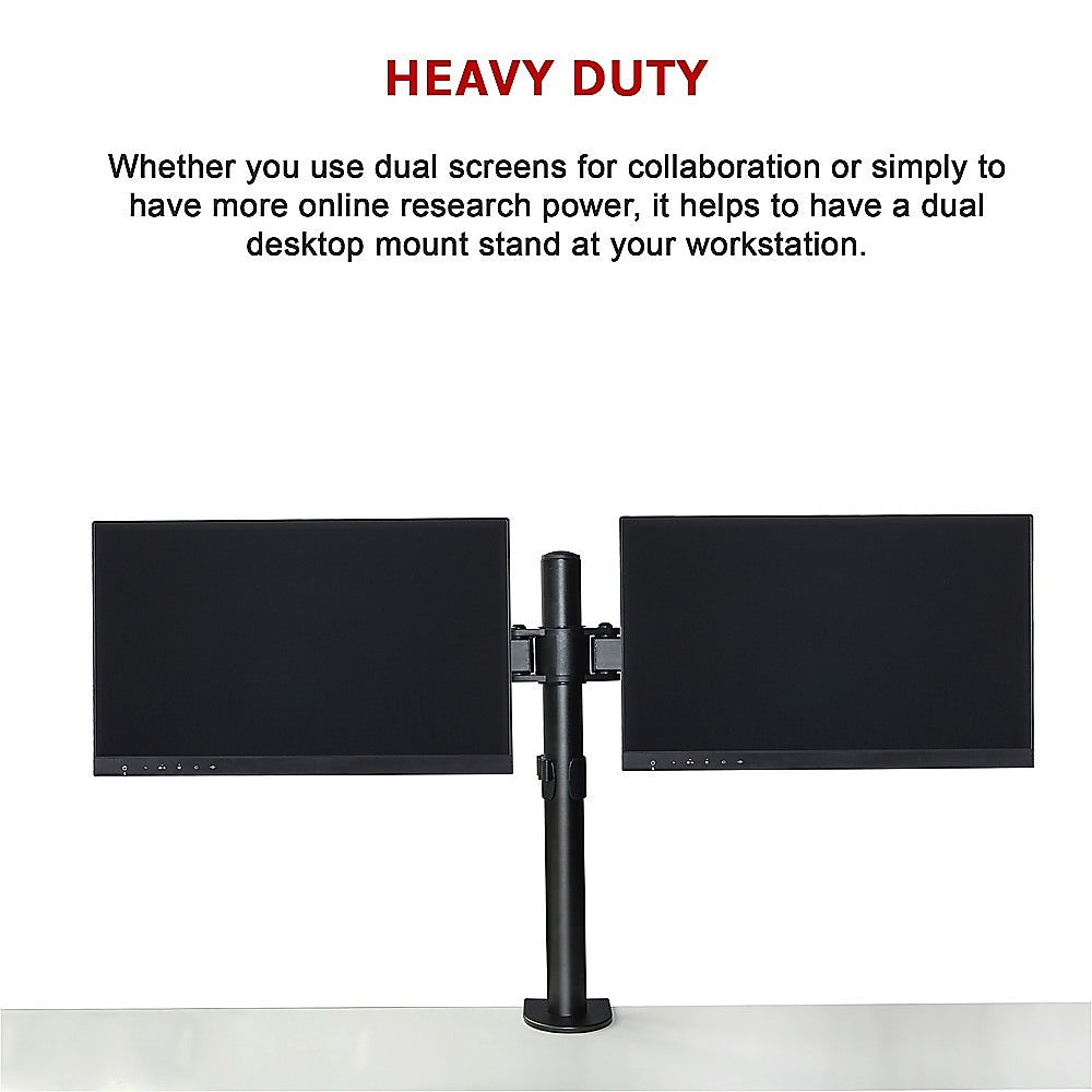Dual LCD Monitor Desk Mount Stand Adjustable Fits 2 Screens Up To 27" 8
