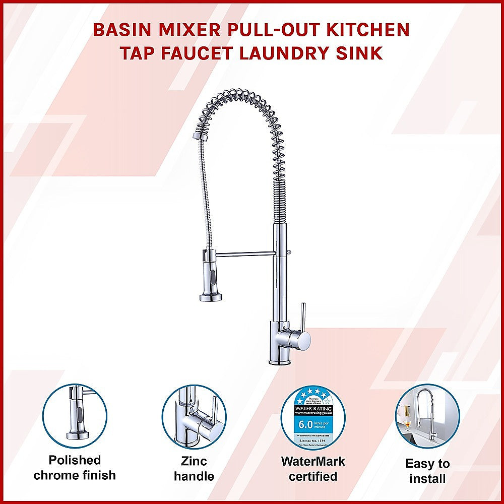 Basin Mixer Pull-Out Kitchen Tap Faucet Laundry Sink 3