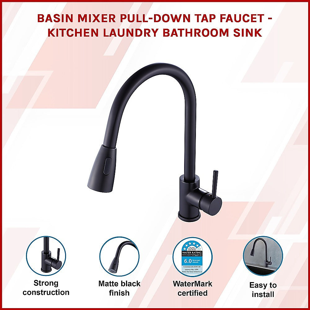 Basin Mixer Pull-Down Tap Faucet -Kitchen Laundry Bathroom Sink 3