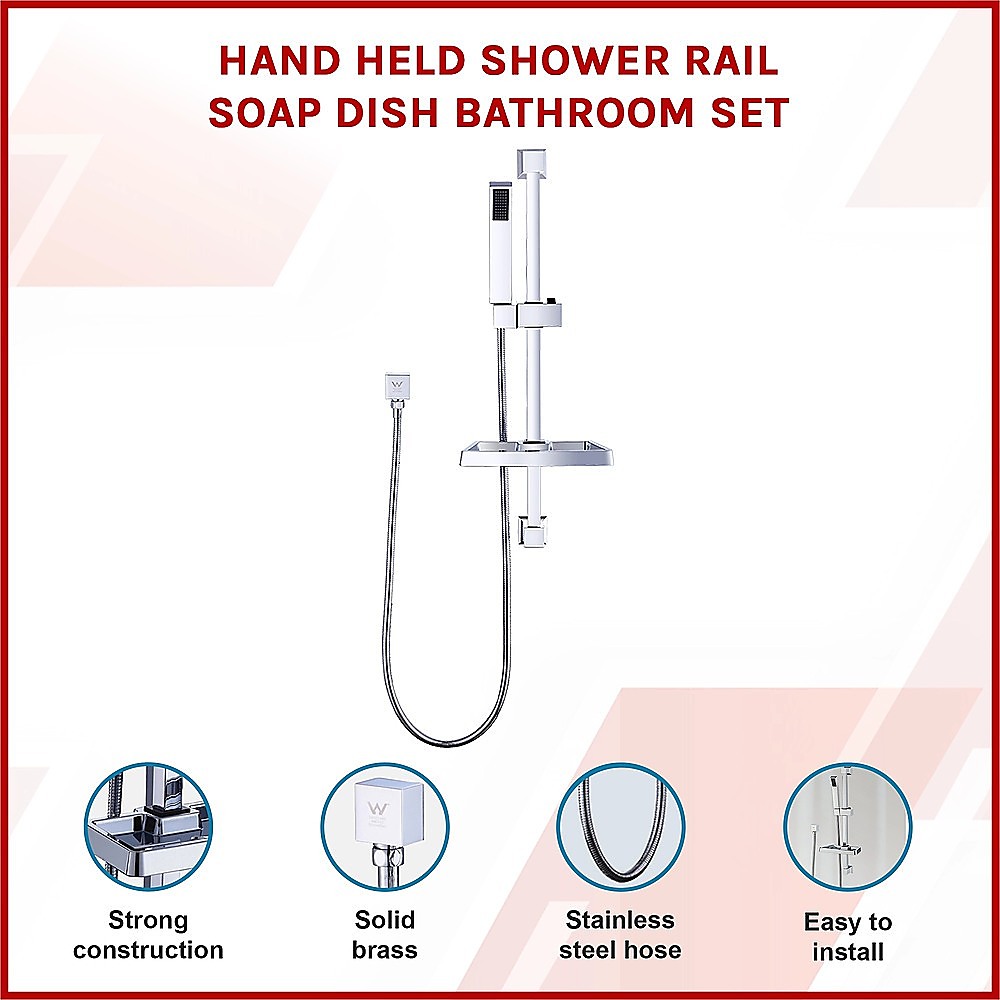 Hand Held Shower Rail Soap Dish Bathroom Set 3
