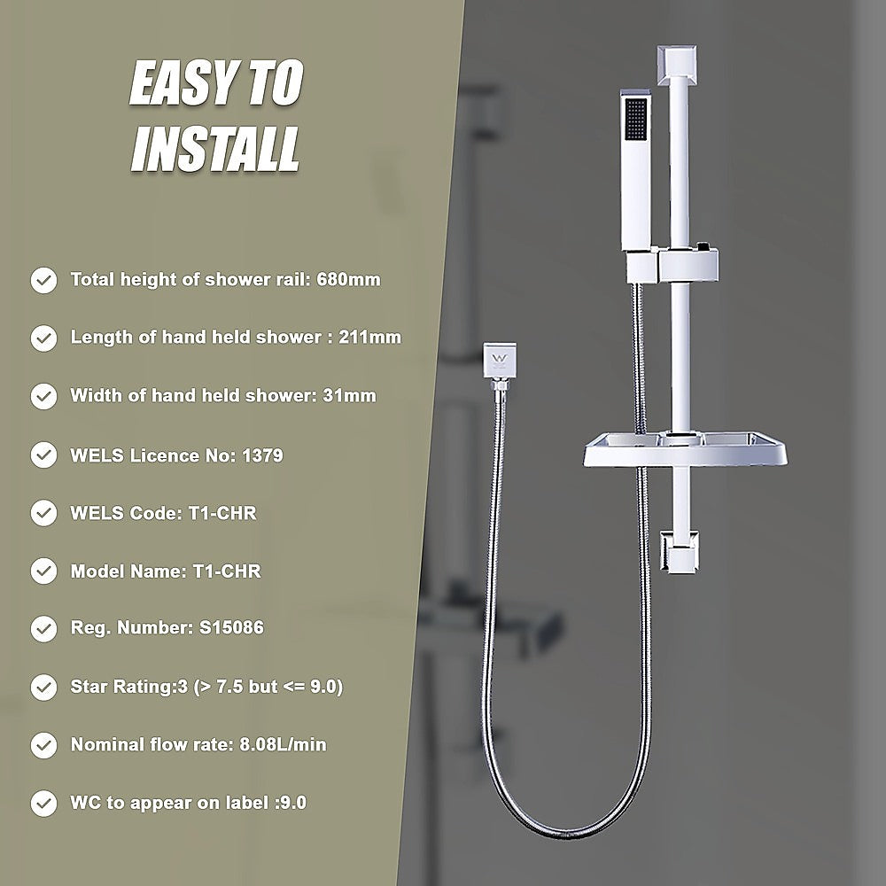 Hand Held Shower Rail Soap Dish Bathroom Set 11