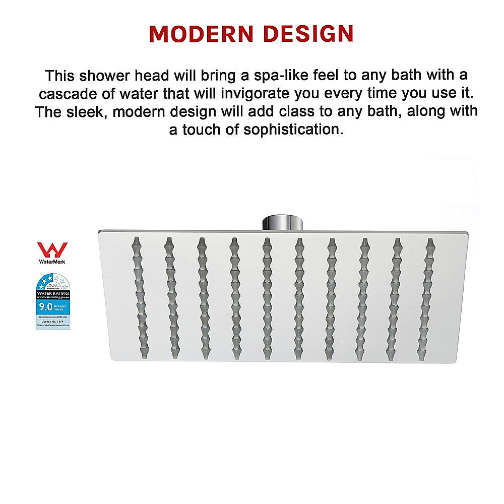 200mm Shower Head Square 304SS Polished Chrome Finish 12