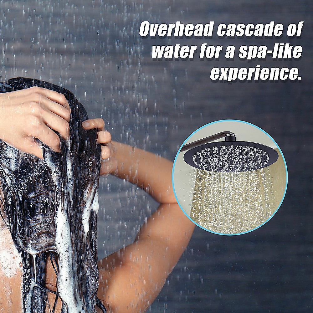 200mm Shower Head Round 304SS Electroplated Matte Black Finish 10