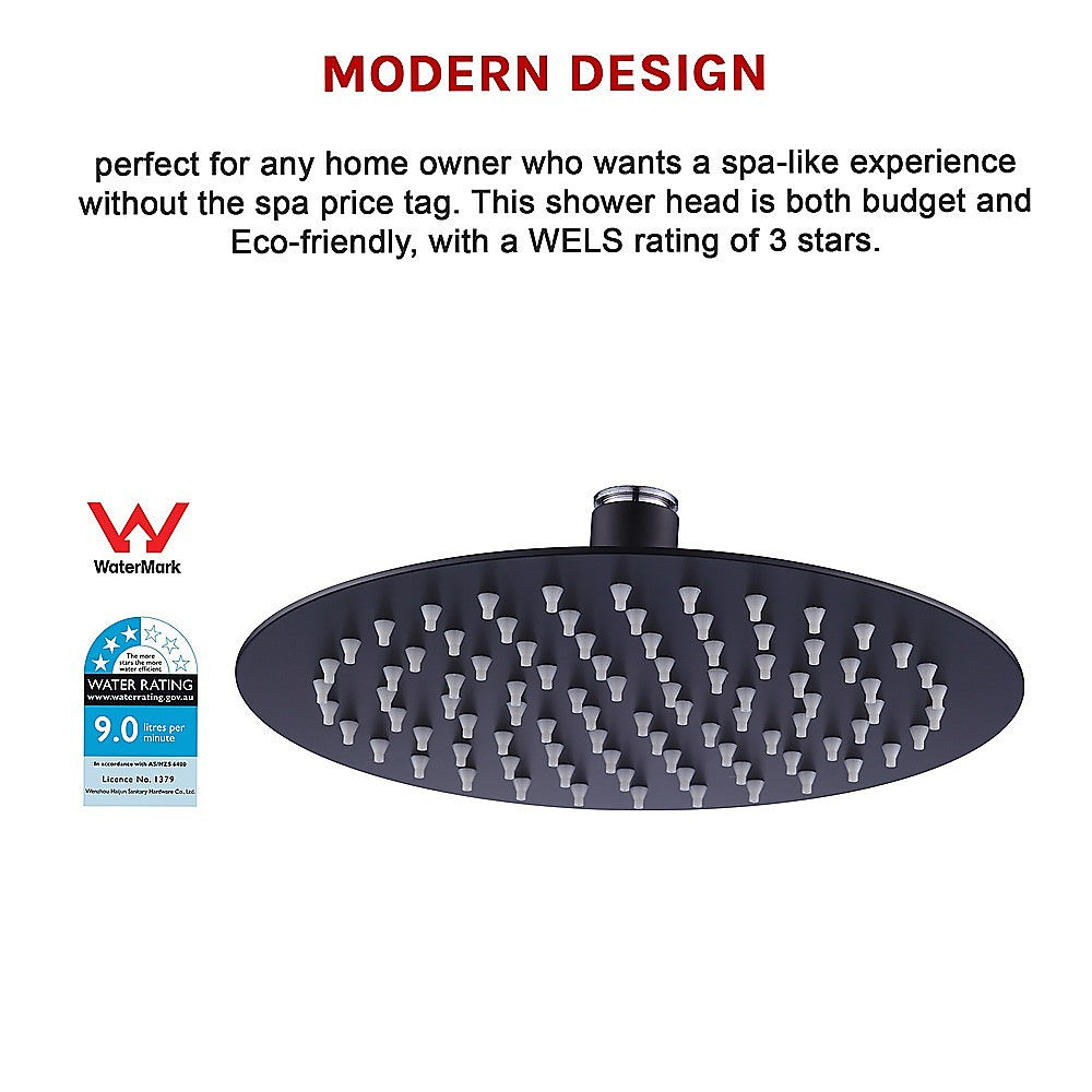200mm Shower Head Round 304SS Electroplated Matte Black Finish 11