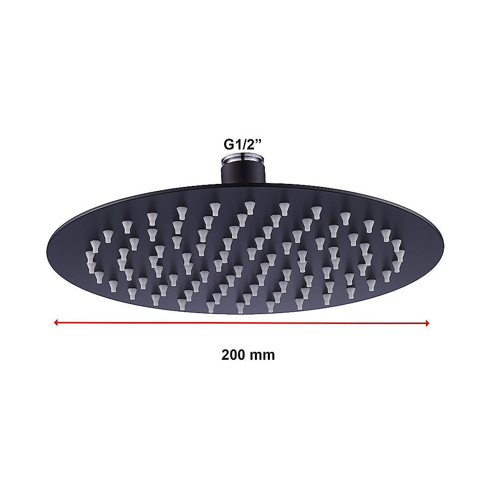 200mm Shower Head Round 304SS Electroplated Matte Black Finish 12