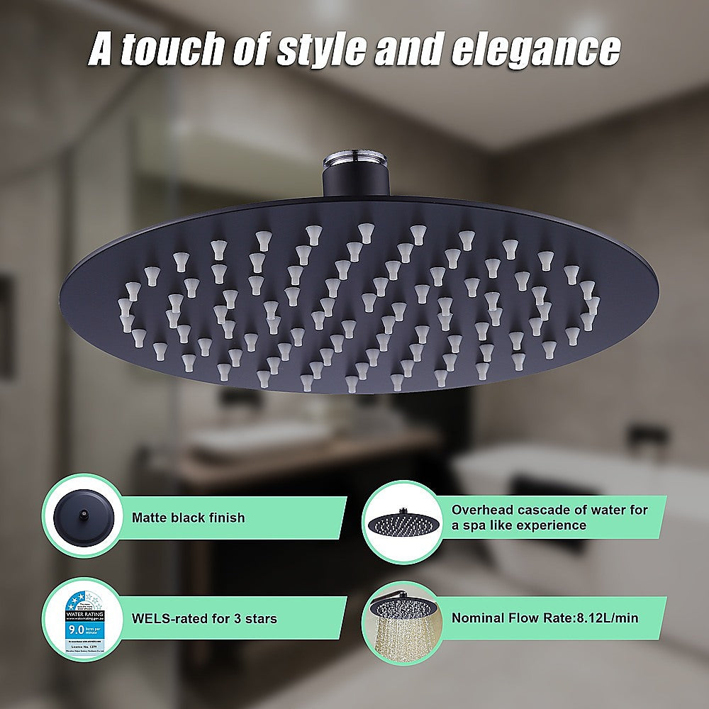 200mm Shower Head Round 304SS Electroplated Matte Black Finish 6