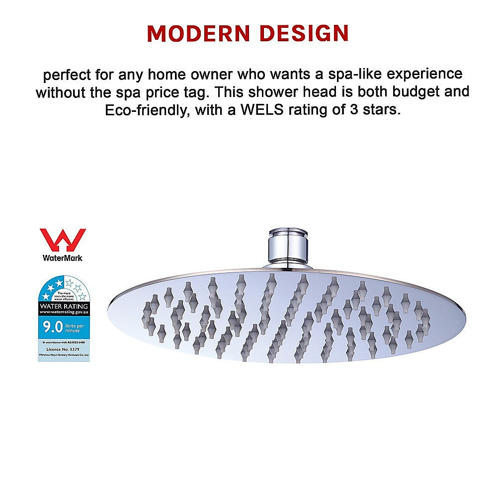200mm Shower Head Round 304SS Polished Chrome Finish 12
