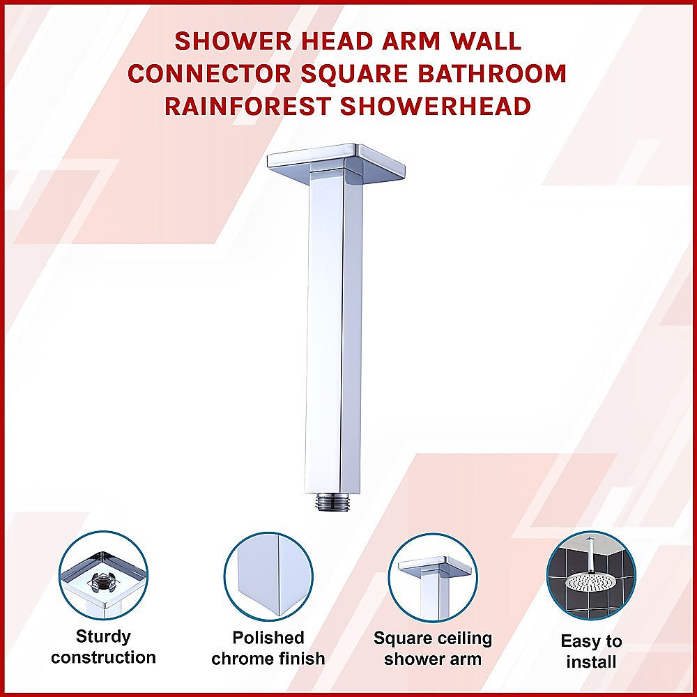 Shower Head Arm Wall Connector Square Bathroom Rainforest ShowerHead 3