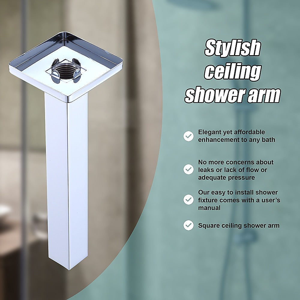 Shower Head Arm Wall Connector Square Bathroom Rainforest ShowerHead 10