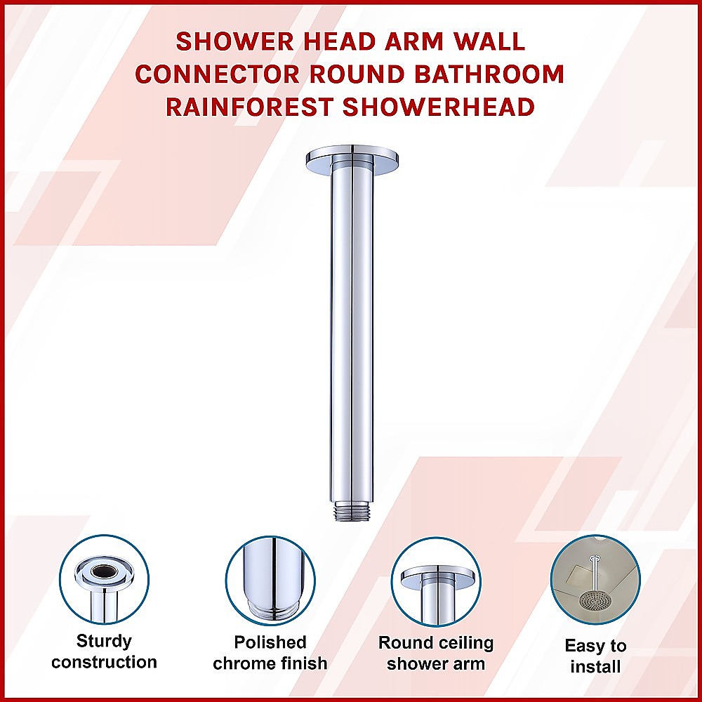 Shower Head Arm Wall Connector Round Bathroom Rainforest ShowerHead 3