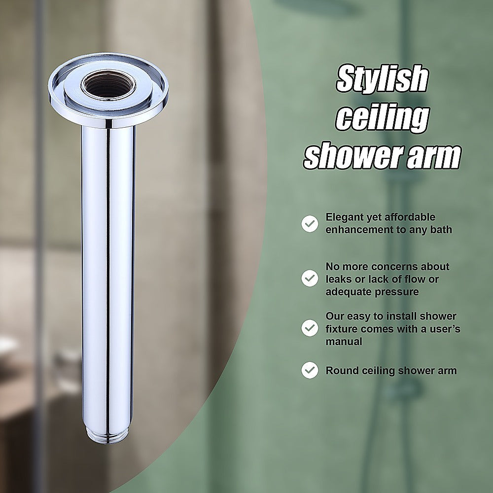 Shower Head Arm Wall Connector Round Bathroom Rainforest ShowerHead 9