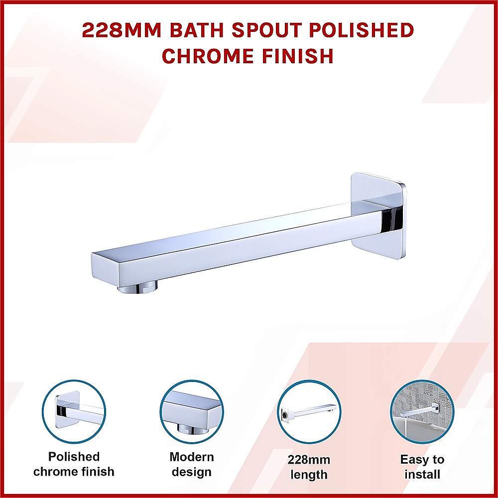 228mm Bath Spout Polished Chrome Finish 3
