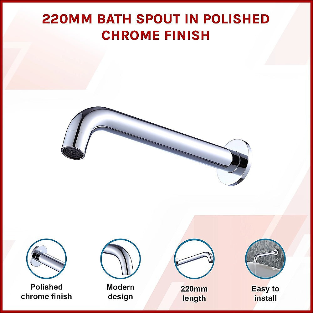 220mm Bath Spout in Polished Chrome Finish 3
