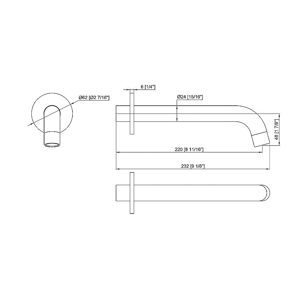 220mm Bath Spout in Polished Chrome Finish 12