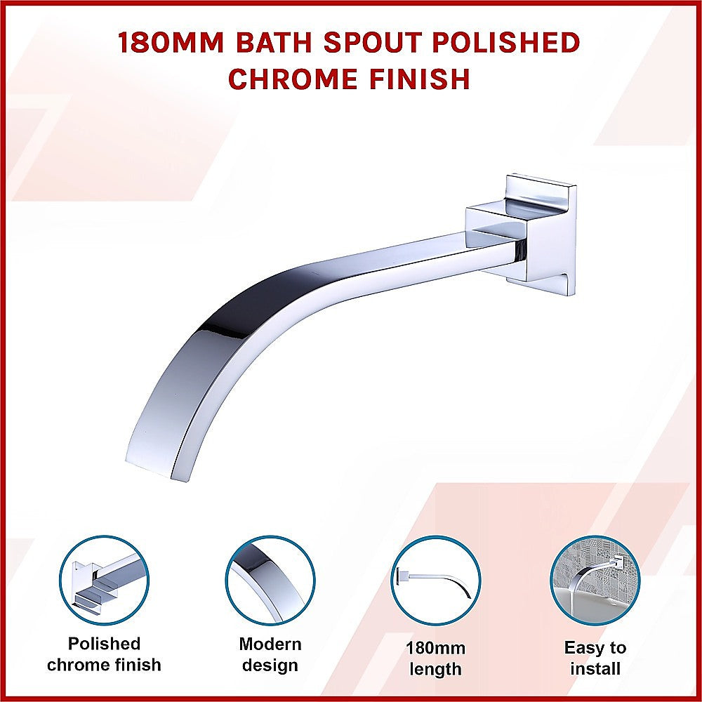 180mm Bath Spout Polished Chrome Finish 3