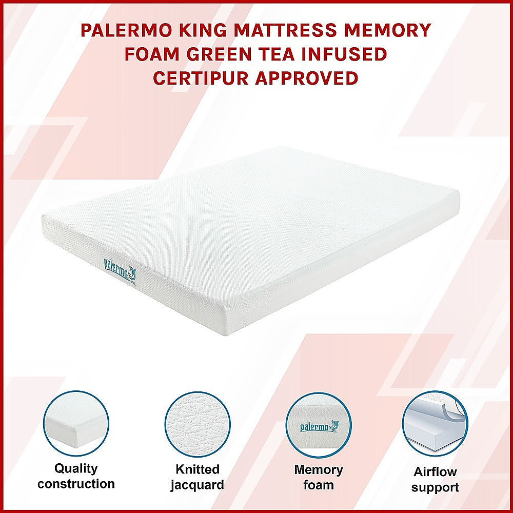 Palermo King Mattress Memory Foam Green Tea Infused CertiPUR Approved 3