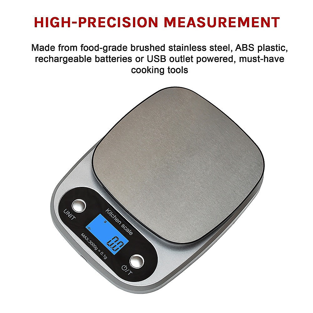 0.1g High Precision Kitchen Scale Rechargable Food Scale Digital 3KG 11