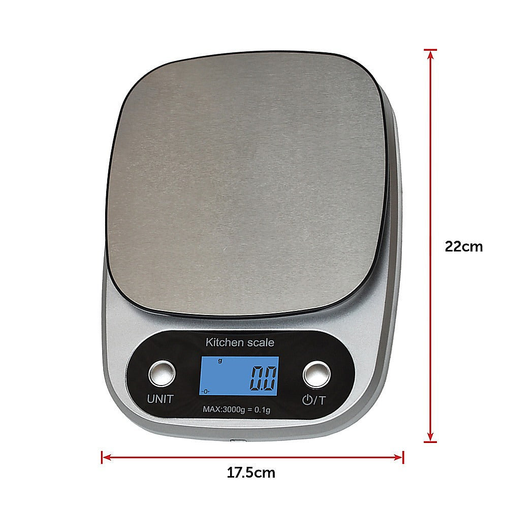 0.1g High Precision Kitchen Scale Rechargable Food Scale Digital 3KG 12