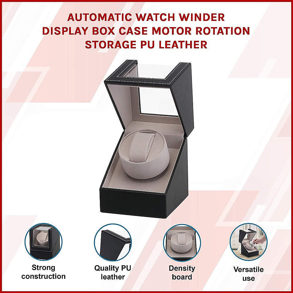 Automatic Watch Winder Display Box Case Motor Rotation Storage PU Leather 3