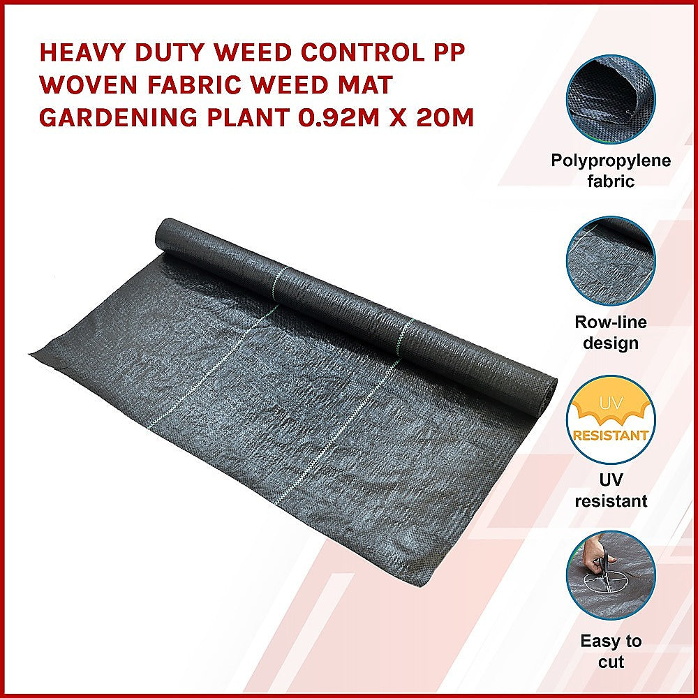 Heavy Duty Weed Control PP Woven Fabric Weed Mat Gardening Plant 0.92m x 20m 3