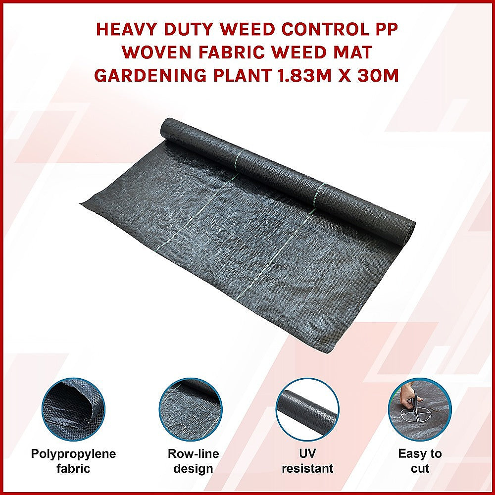 Heavy Duty Weed Control PP Woven Fabric Weed Mat Gardening Plant 1.83m x 30m 3