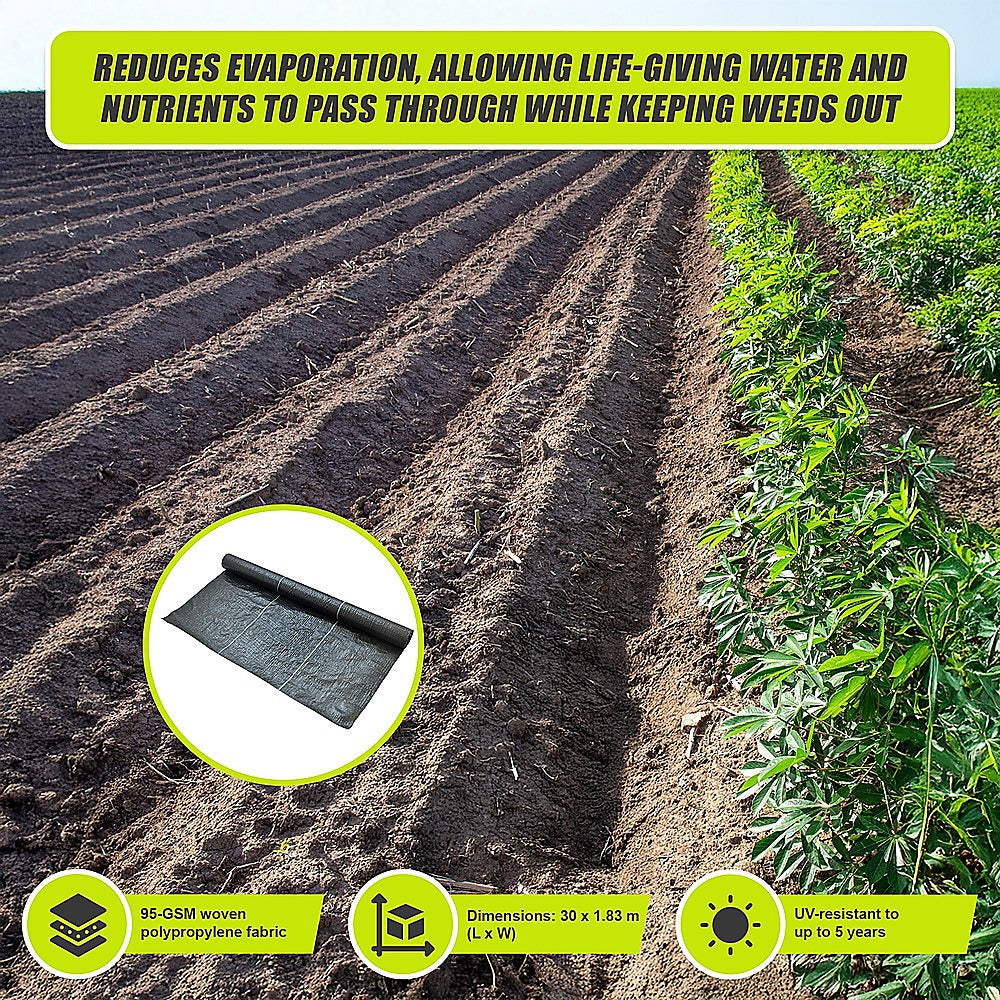 Heavy Duty Weed Control PP Woven Fabric Weed Mat Gardening Plant 1.83m x 30m 8