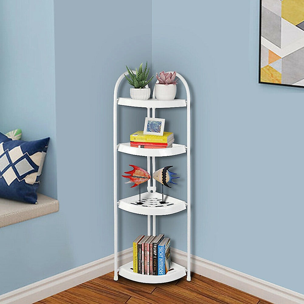 Shower Corner Shelf White Caddy Bathroom Shelves Organiser Bath Storage Rack 4 5