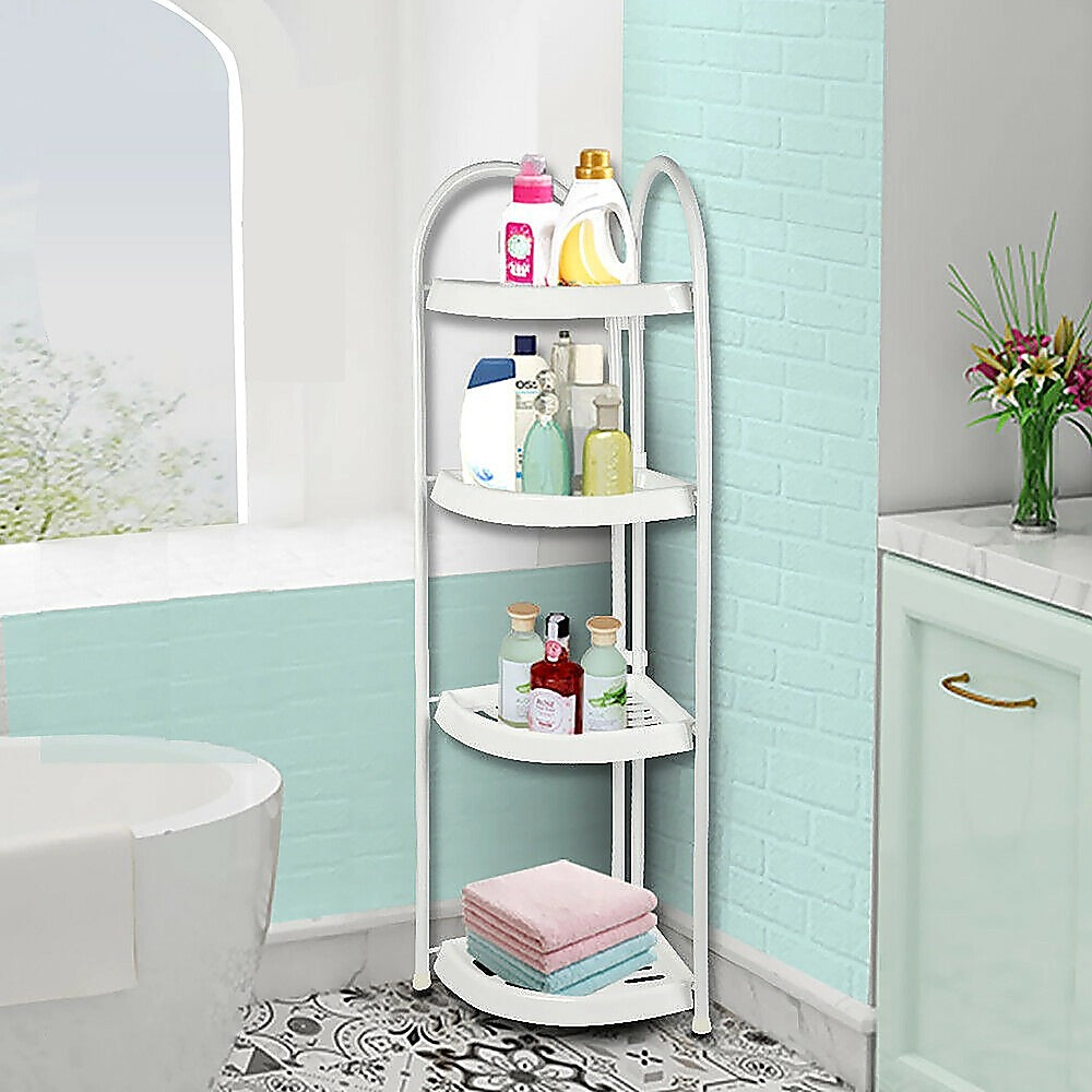 Shower Corner Shelf White Caddy Bathroom Shelves Organiser Bath Storage Rack 4 7