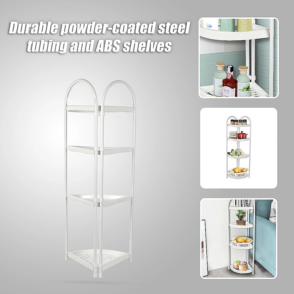 Shower Corner Shelf White Caddy Bathroom Shelves Organiser Bath Storage Rack 4 8