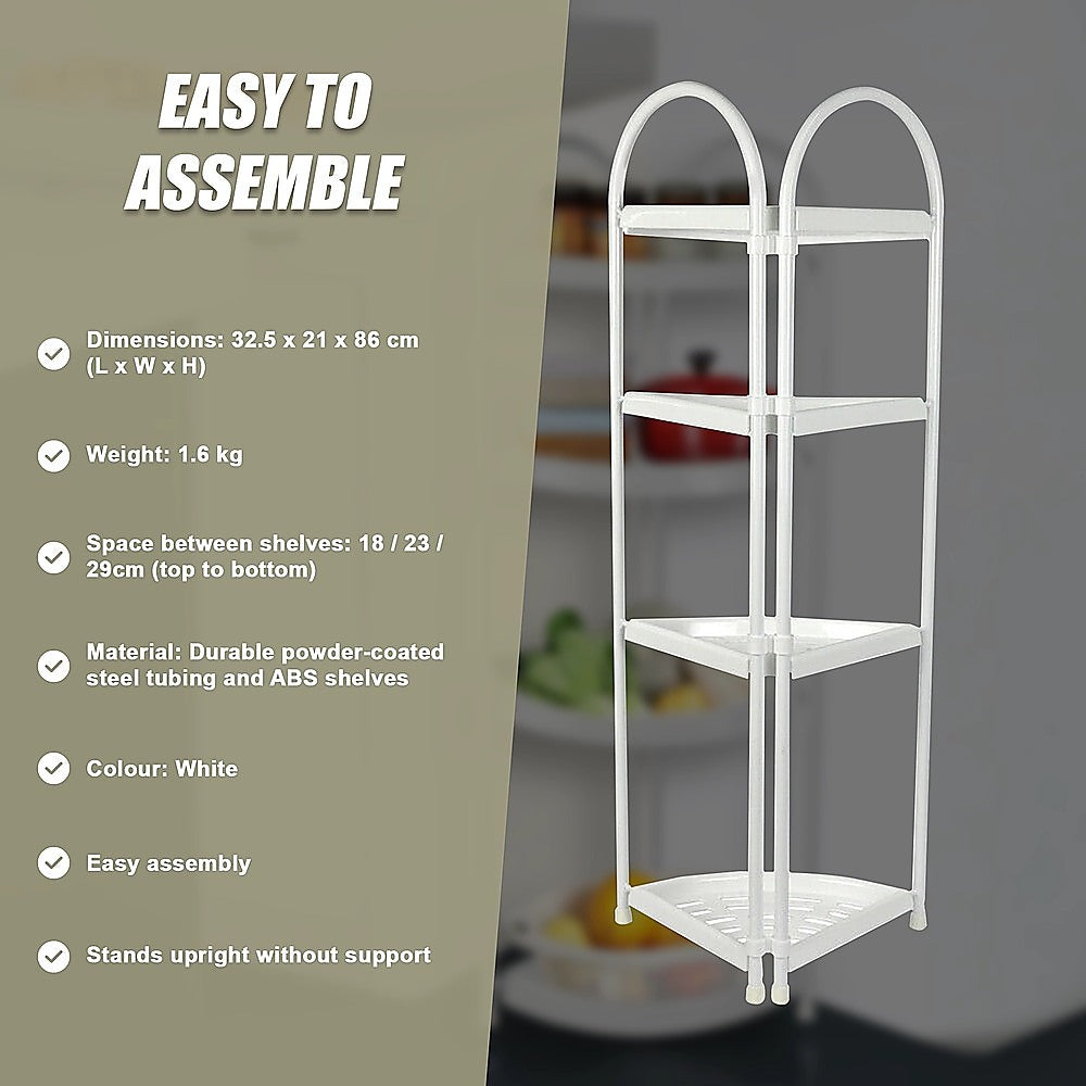 Shower Corner Shelf White Caddy Bathroom Shelves Organiser Bath Storage Rack 4 11