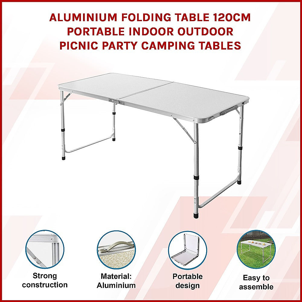 Aluminium Folding Table 120cm Portable Indoor Outdoor Picnic Party Camping Tables 3