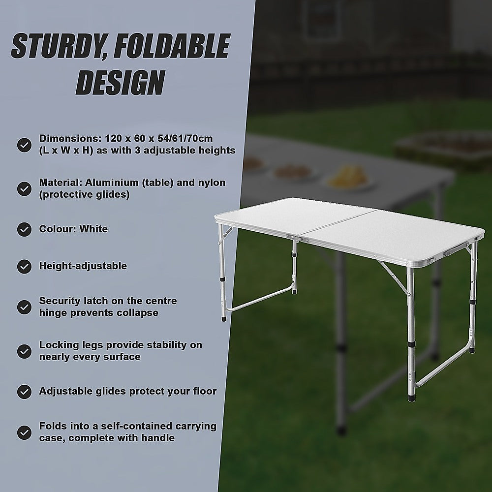 Aluminium Folding Table 120cm Portable Indoor Outdoor Picnic Party Camping Tables 10