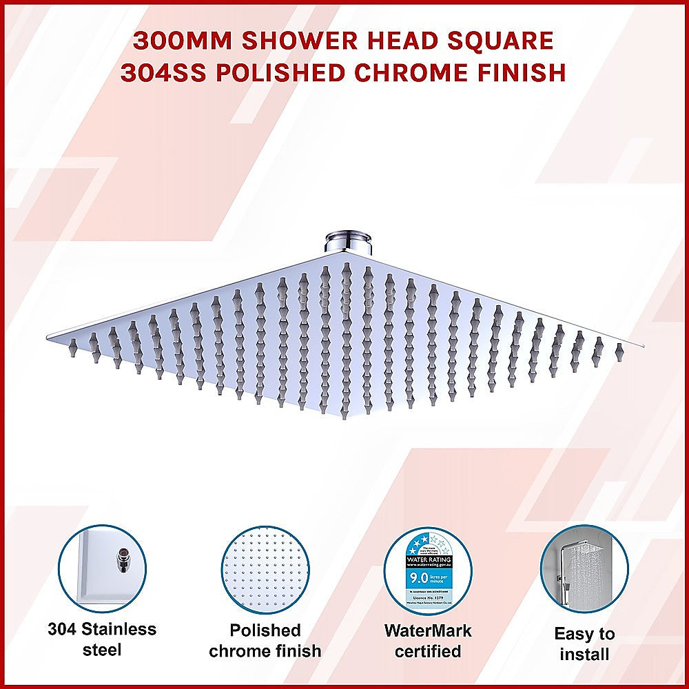 300mm Shower Head Square 304SS Polished Chrome Finish 3