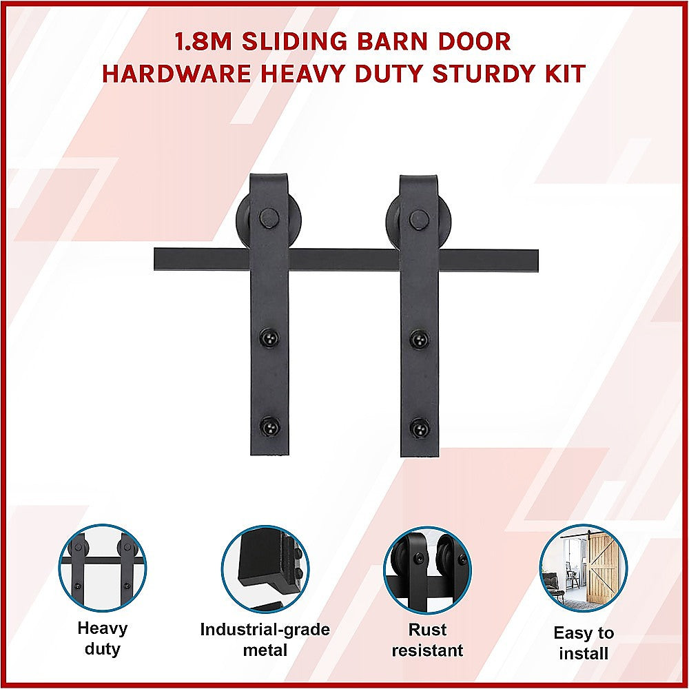 1.8m Sliding Barn Door Hardware Heavy Duty Sturdy Kit 3