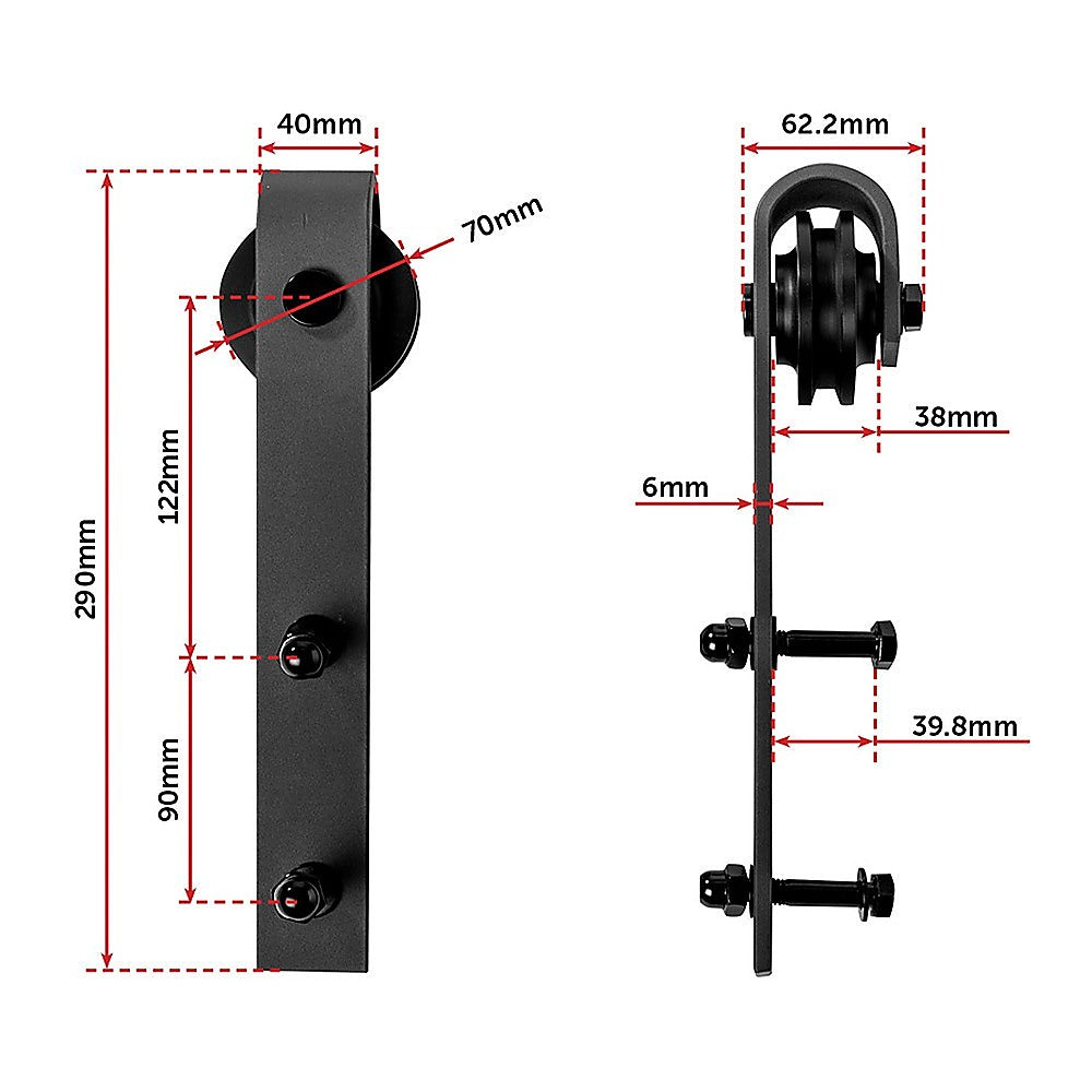 1.8m Sliding Barn Door Hardware Heavy Duty Sturdy Kit 11