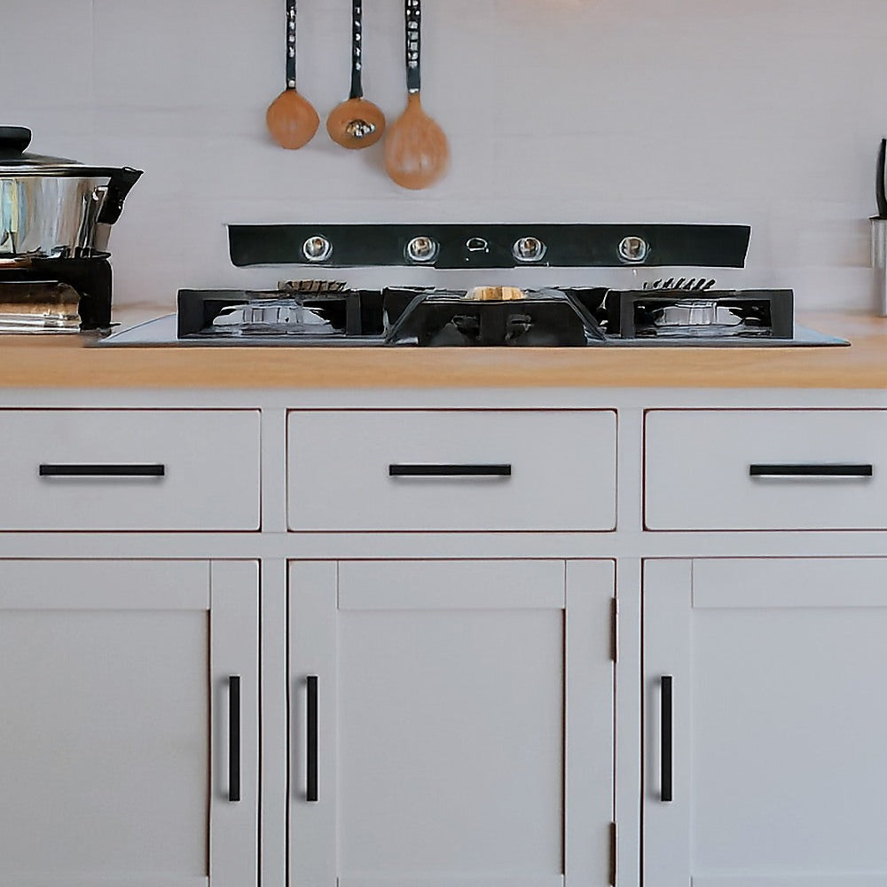 5 x 96mm Kitchen Handle Cabinet Cupboard Door Drawer Handles square Black furniture pulls 5