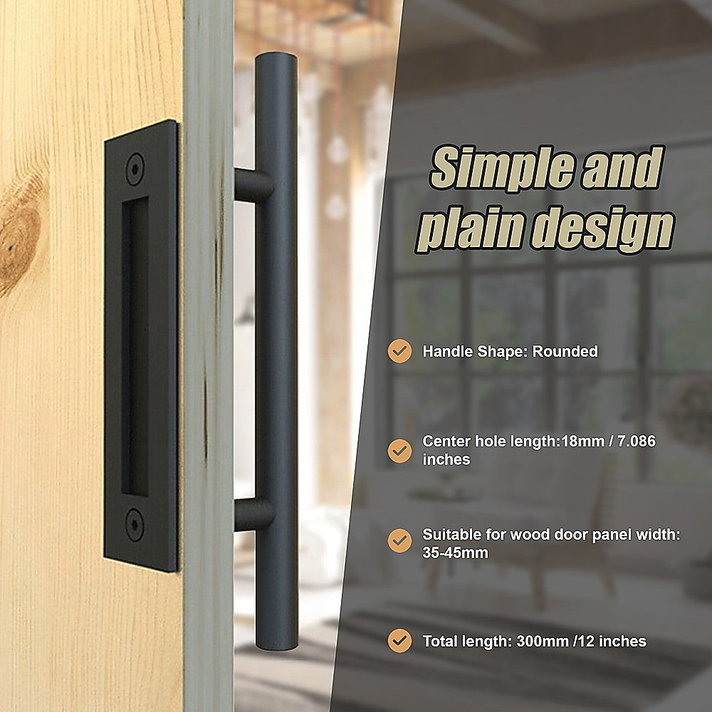 Carbon Steel Door Handle & Flush Pull Wood Door Gate Hardware 12" 6